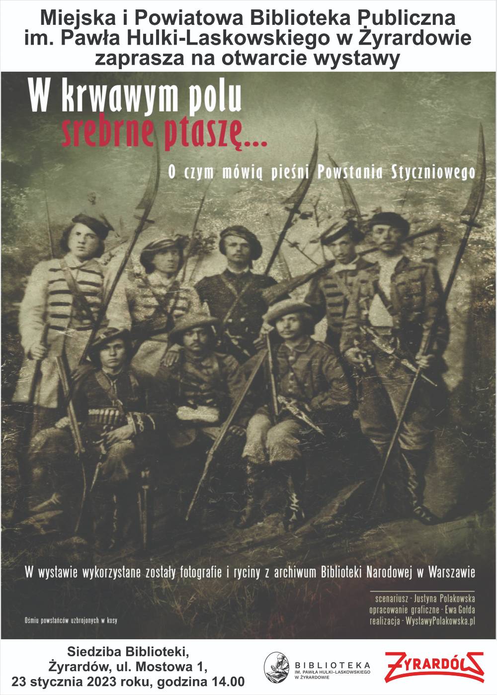 Plakat - wystawa teksty pieśni Powstania Styczniowego
