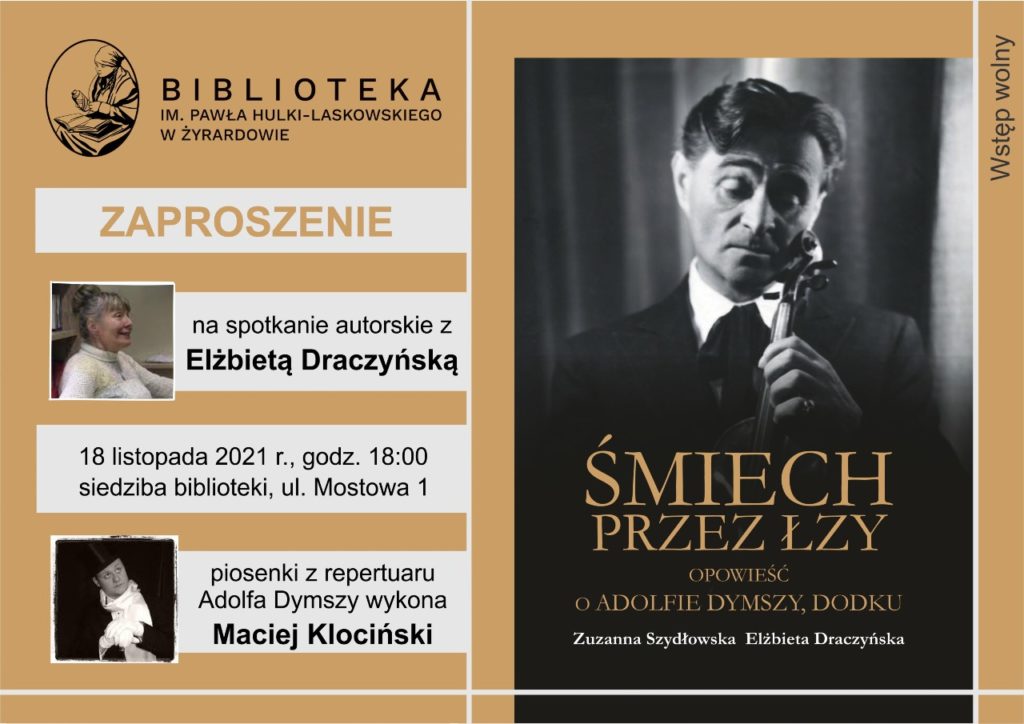 Plakat informujący o spotkaniu autorskim z Elżbietą Draczyńską